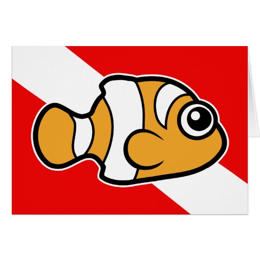 Cute Cartoon Clownfish Dive Flag Cards (Front Horizontal)
