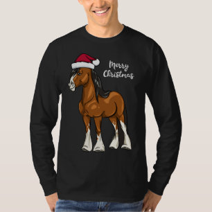 Cute Cartoon Clydesdale Draft Horse Christmas T-Shirt