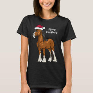 Cute Cartoon Clydesdale Draft Horse Christmas T-Shirt