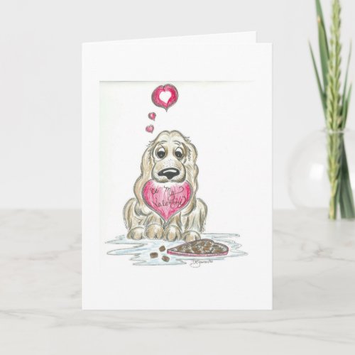 Cute Cartoon Cocker Spaniel Valentines Day Card