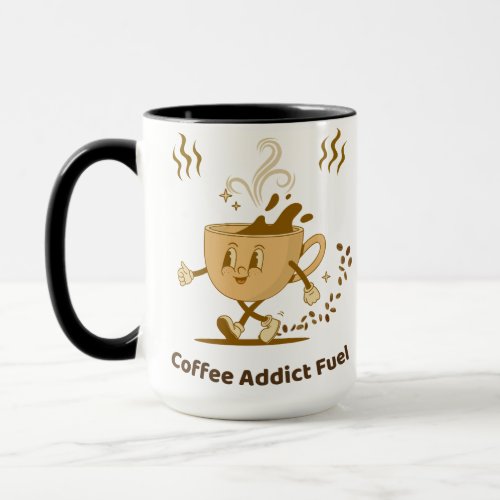 Cute cartoon coffee cup with beans  steam