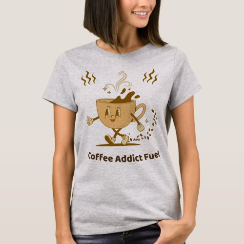 Cute cartoon coffee cup with beans  steam T_Shirt