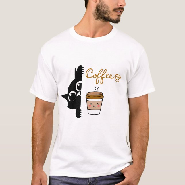Cute Cartoon Coffee Design – T-Shirt for Coffee Lo (Front)