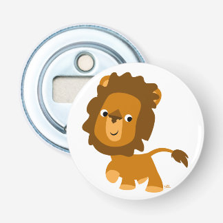 Cute Cartoon Content Lion Button Bottle Opener