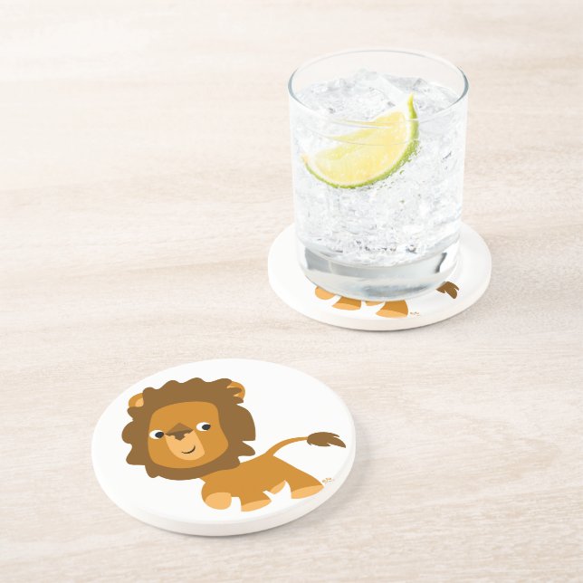 Cute Cartoon Content Lion Coaster (Side)
