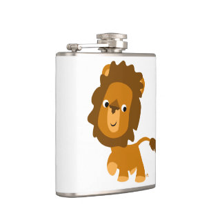 Cute Cartoon Content Lion Hip Flask