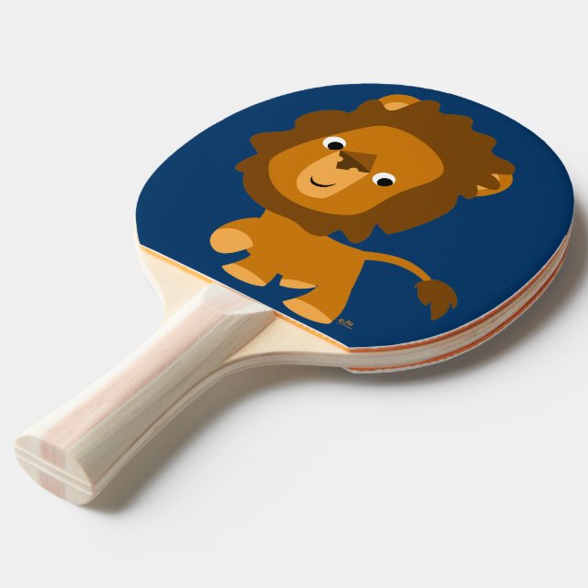 Cute Cartoon Content Lion Ping Pong Paddle (Front Angle)