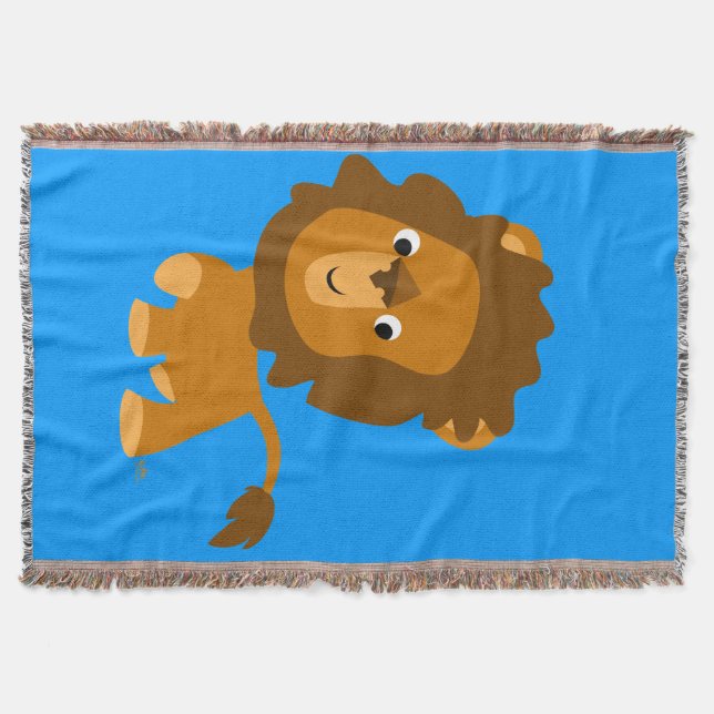 Cute Cartoon Content Lion Throw Blanket (Front)