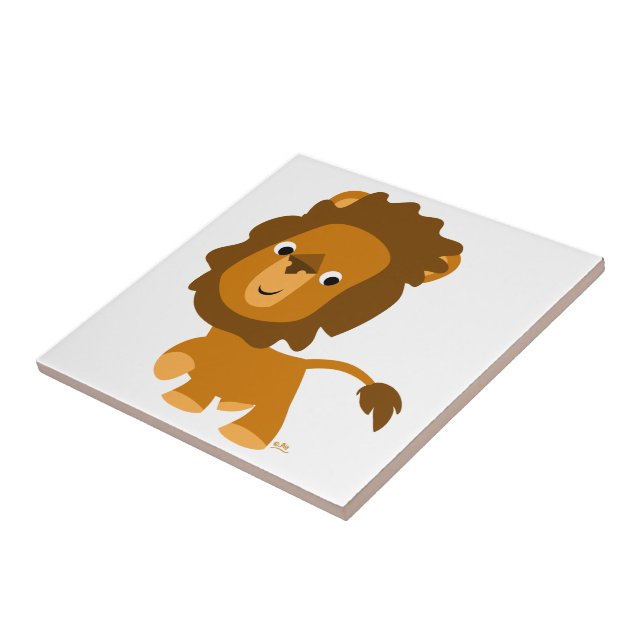 Cute Cartoon Content Lion Tile (Side)