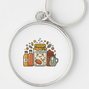Cute Cartoon Cookie Jar & Hot Sauce Foodie T-Shirt Keychain
