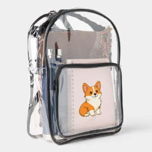 Cute Cartoon Corgi Dog Clear Backpack