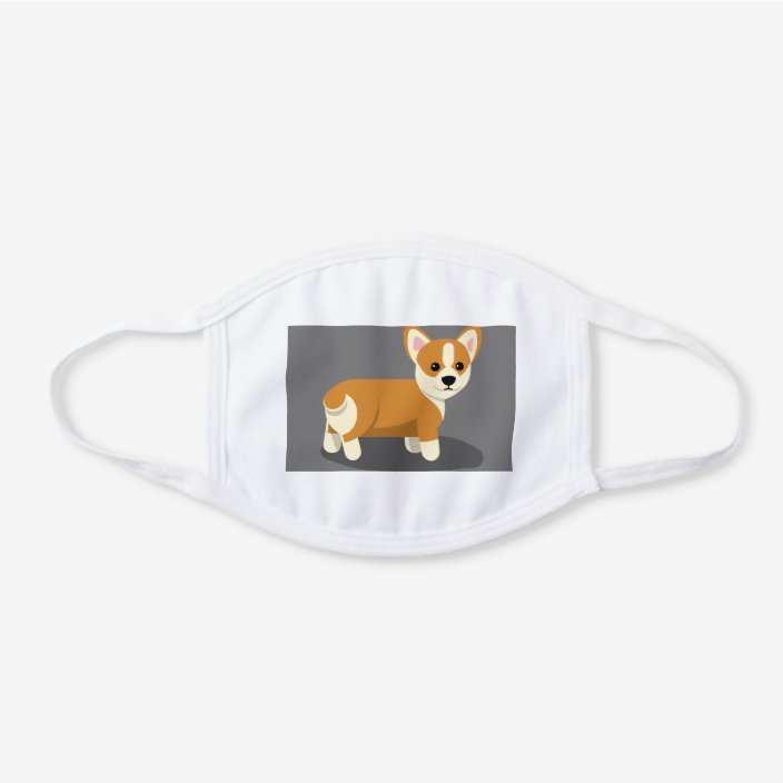 images Cartoon Corgi White Background cute cartoon corgi on grey background white cotton face mask zazzle com