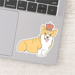 Cute Cartoon Corgi Queen With Crown Sticker