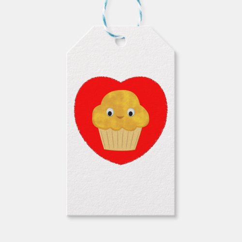 Cute Cartoon Corn Muffin In Red Heart Gift Tags