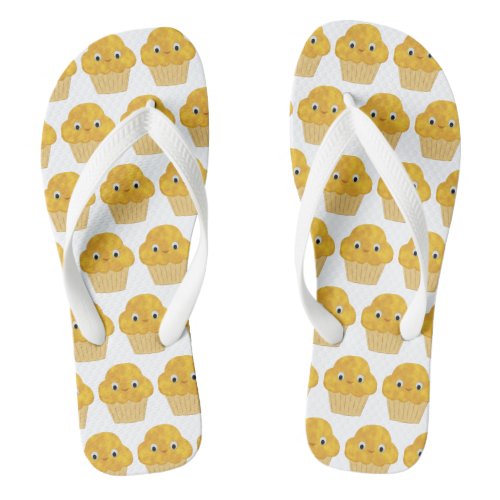 Cute Cartoon Corn Muffin Pattern Flip Flops