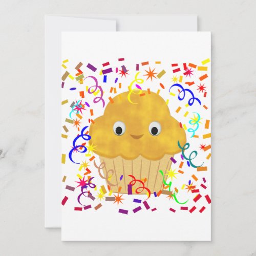 Cute Cartoon Corn Muffin With Confetti  Invitation