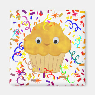 Cute Cartoon Corn Muffin With Confetti Magnet