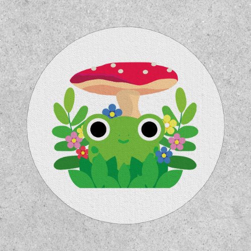Cute Cartoon Cottagecore Frog with Mushroom Patch