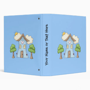 Cute Cartoon Country House Tree Scene Binder