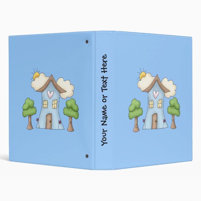 Cute Cartoon Country House Tree Scene Binder (Background)