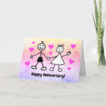 Cute Cartoon Couple Happy Anniversary Card