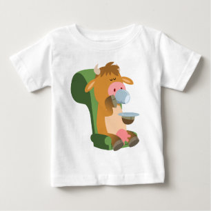 Cute Cartoon Cow and a Nice Cuppa Baby T-Shirt