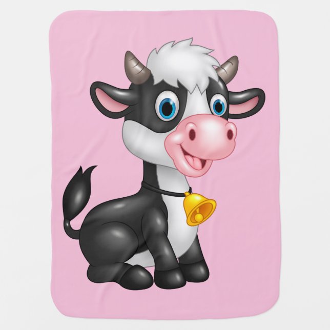 Cute Cartoon Cow Baby Blanket (Front)
