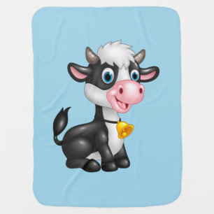 Cute Cartoon Cow Baby Blanket