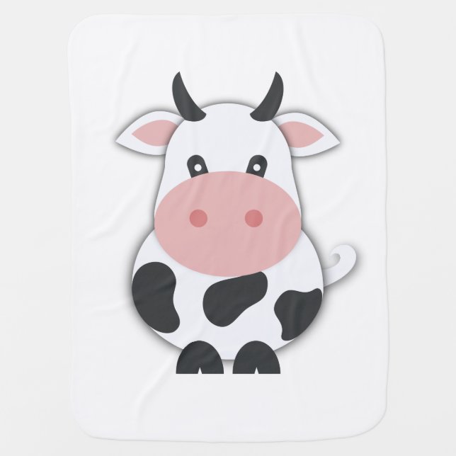 Cute Cartoon Cow Baby Blanket (Front)
