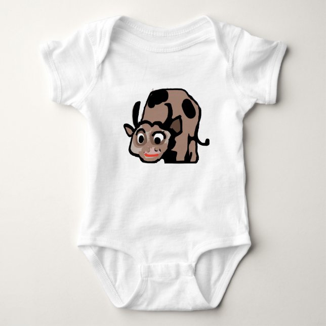 Cute Cartoon Cow Baby Bodysuit (Front)