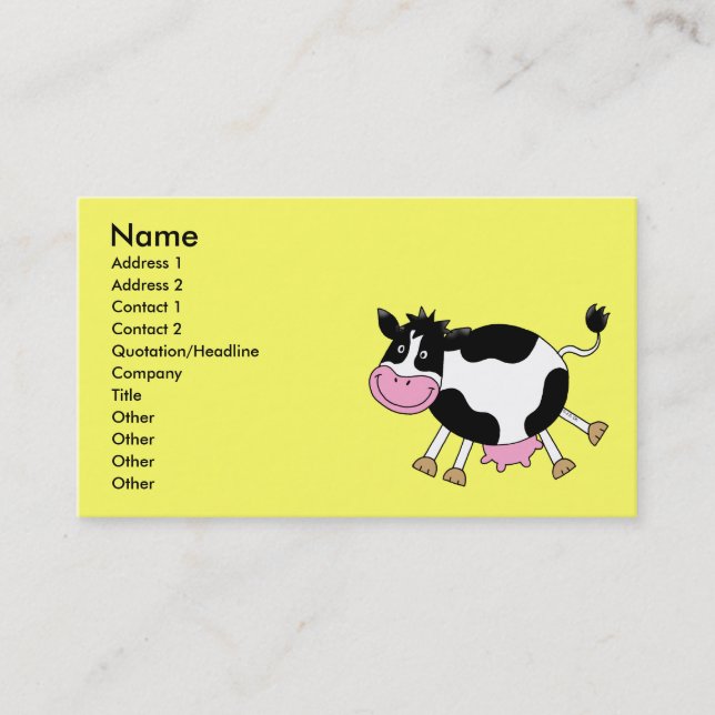 Cute cartoon cow business card (Front)