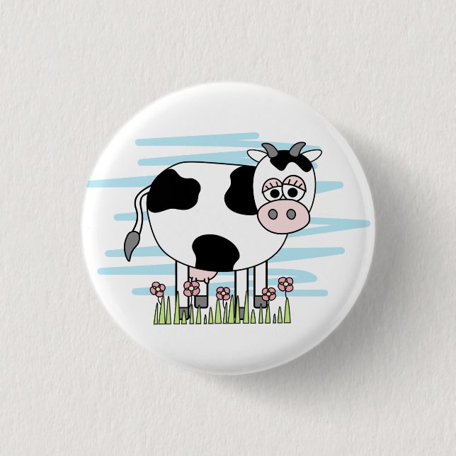 Cute Cartoon Cow  Button (Front)