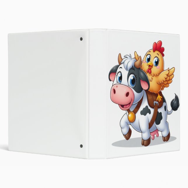cute cartoon cow/chicken 3 ring binder (Background)
