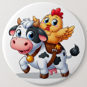 cute cartoon cow/chicken button