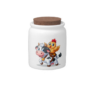 cute cartoon cow/chicken candy jar