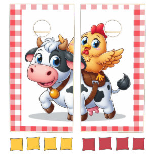 cute cartoon cow/chicken cornhole set