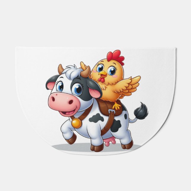 cute cartoon cow/chicken doormat (Front)