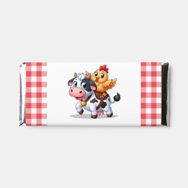 cute cartoon cow/chicken hershey bar favors (Front)