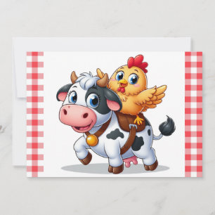 cute cartoon cow/chicken holiday card