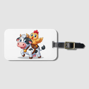cute cartoon cow/chicken luggage tag
