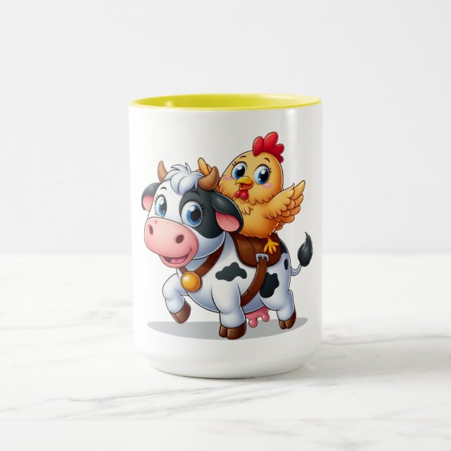 cute cartoon cow/chicken mug (Center)