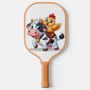 cute cartoon cow/chicken pickleball paddle