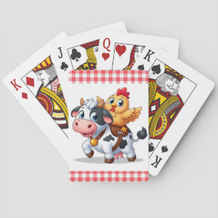 cute cartoon cow/chicken poker cards