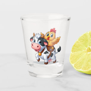 cute cartoon cow/chicken shot glass