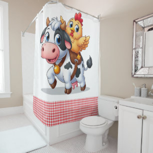 cute cartoon cow/chicken shower curtain