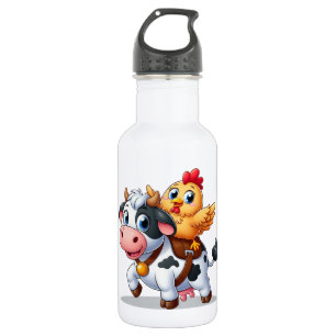 cute cartoon cow/chicken stainless steel water bottle