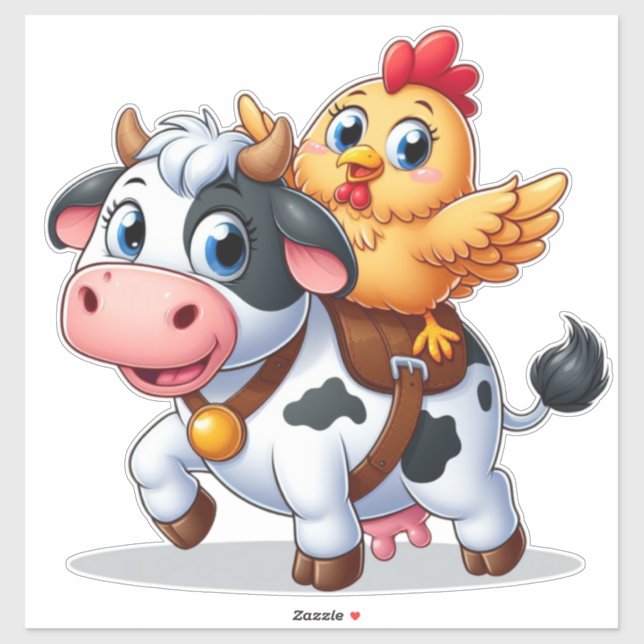 cute cartoon cow/chicken sticker (Sheet)
