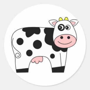 Cute Cartoon Cow Classic Round Sticker
