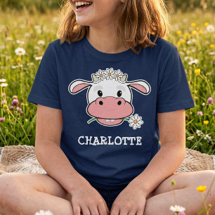Cute Cartoon Cow   Custom Name Farm Animal T-Shirt