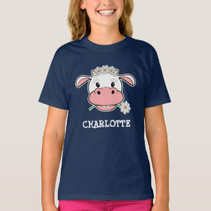 Cute Cartoon Cow   Custom Name Farm Animal T-Shirt